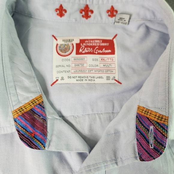 Robert Graham Freshly Laundered Shirt Sz XXL Light Blue Long Sleeve Button Up - Picture 11 of 12